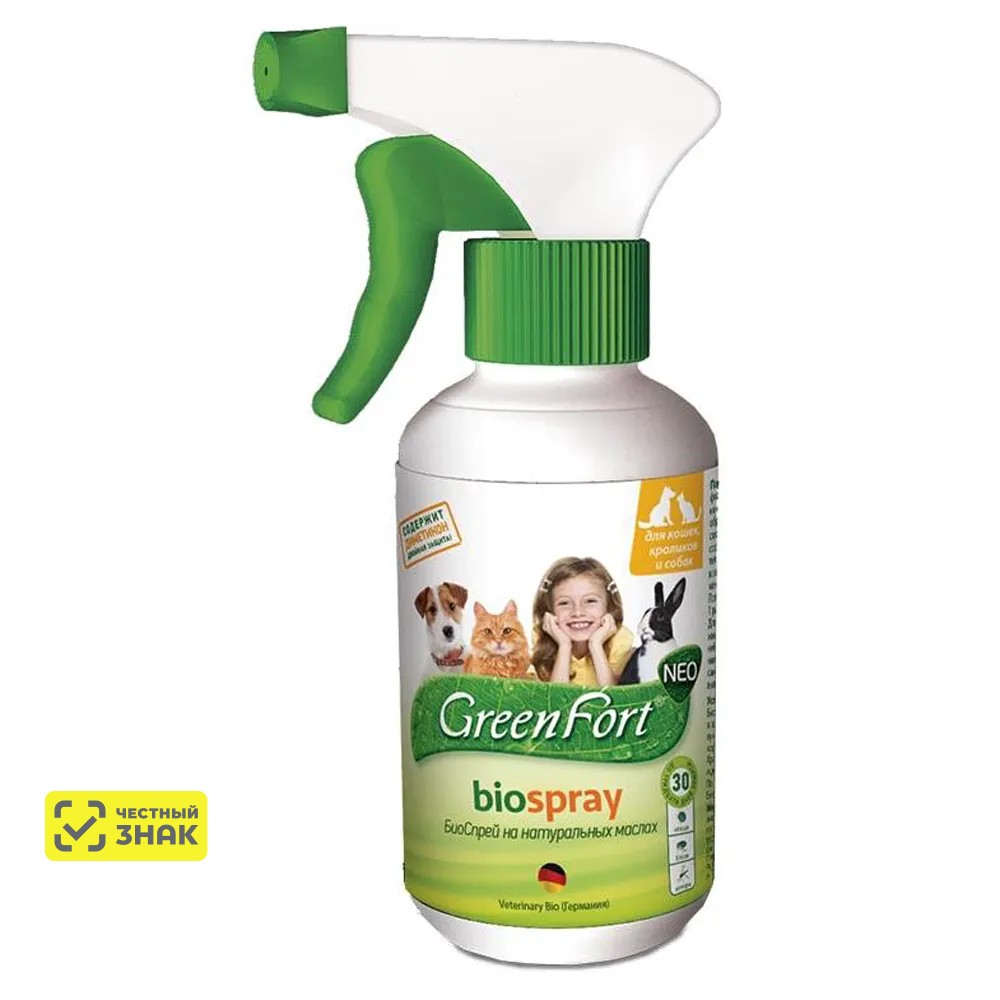 

GreenFort Био-спрей от эктопаразитов для кошек, собак и кроликов, 200 мл