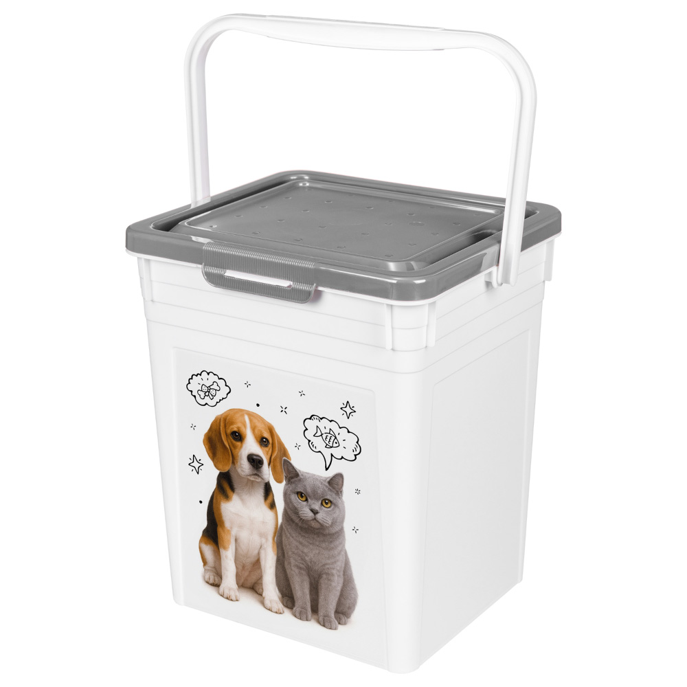 

Lucky Pet Контейнер для хранения сухого корма кошек и собак, 8 л, серый