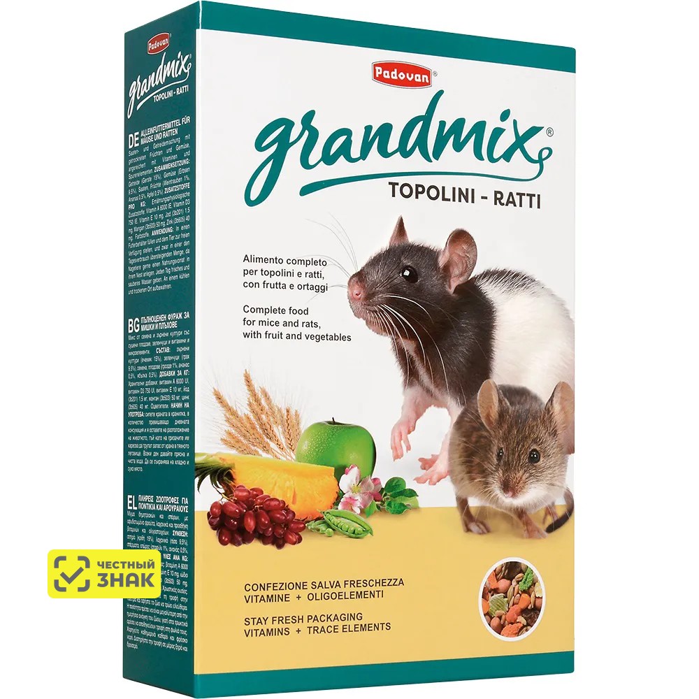 

Padovan Grandmix Topolini-ratti Корм для взрослых мышей и крыс, 1 кг