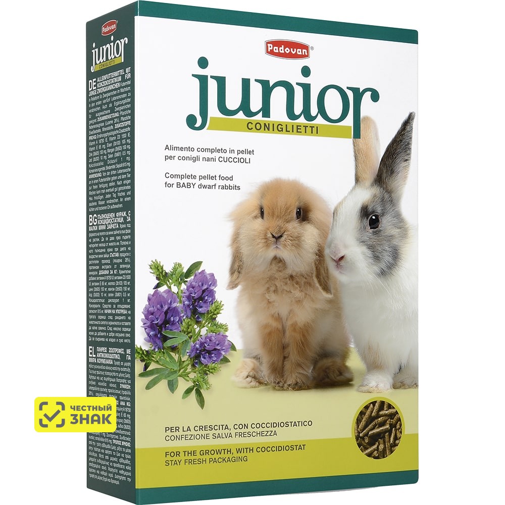 

Padovan Junior Coniglietti Корм комплексный основной для кроликов и молодняка, 850 гр.