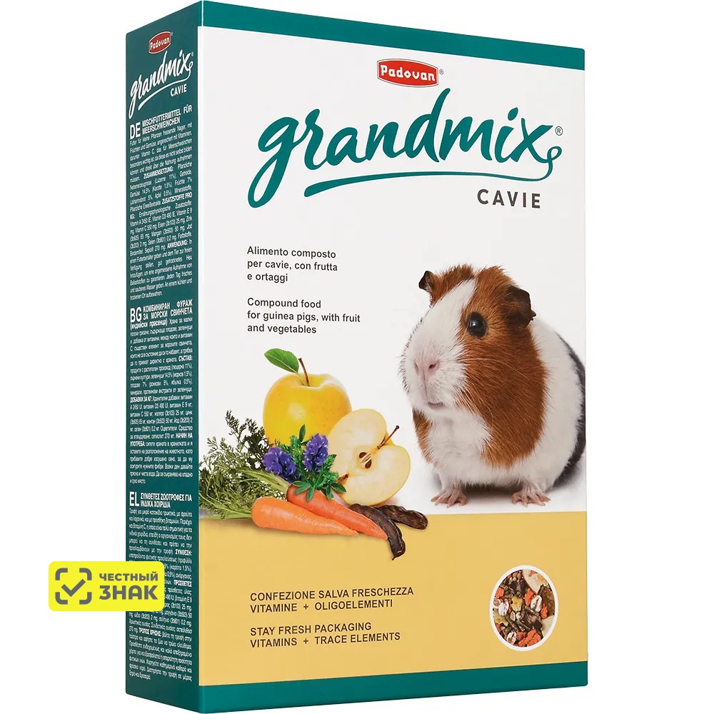 

Padovan Grandmix Cavie Корм комплексный основной с витамином С для морских свинок, 850 гр.