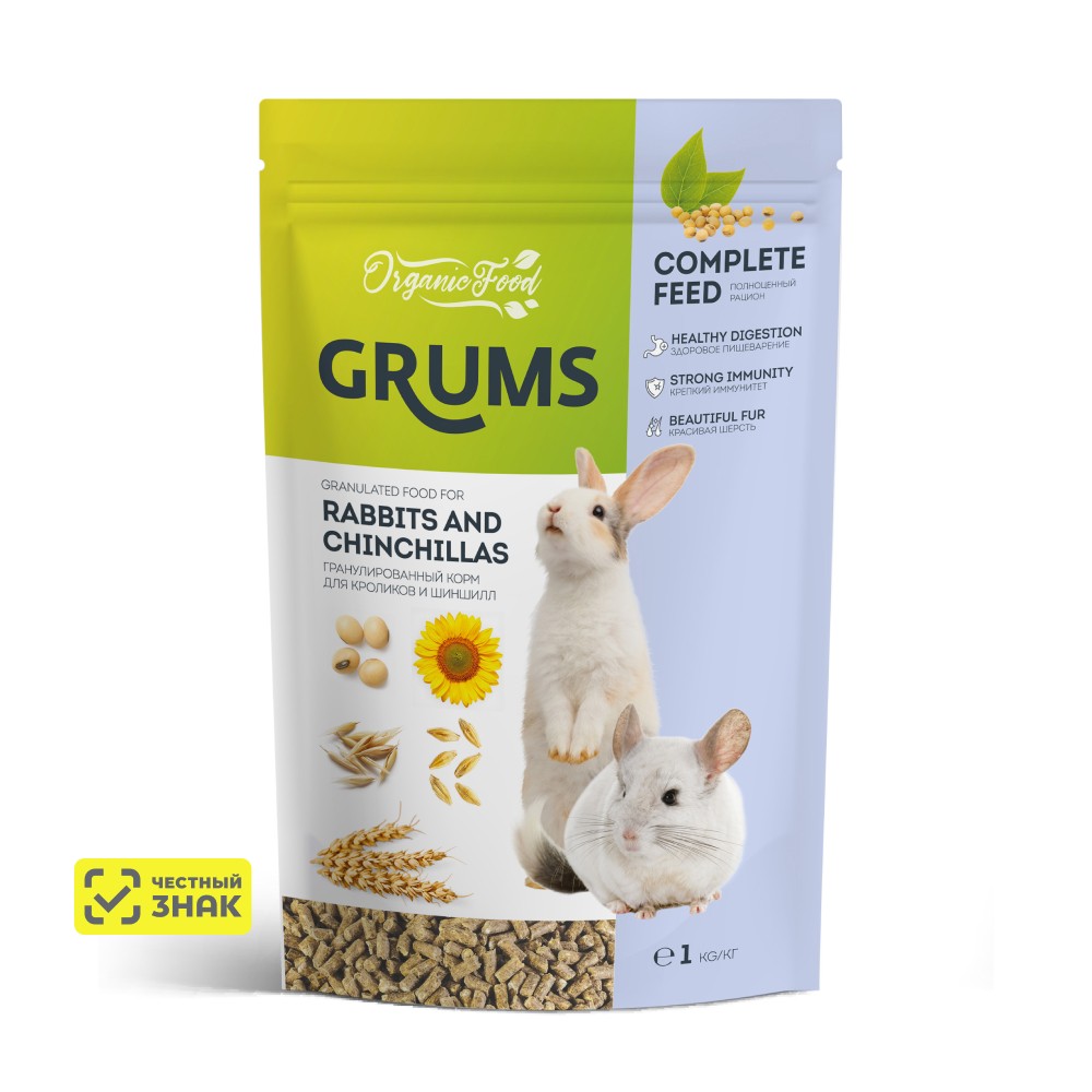 

GRUMS Корм гранулированный для кроликов и шиншилл, 1 кг