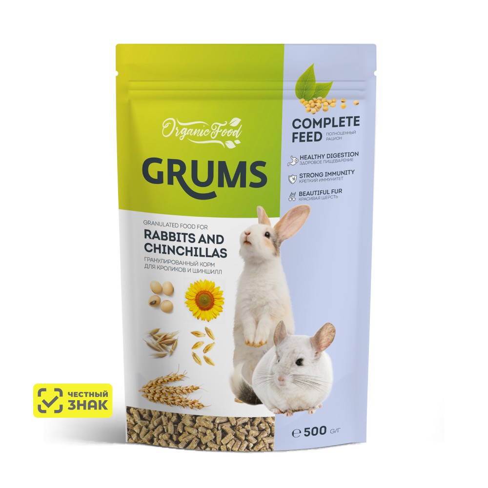 

GRUMS Корм гранулированный для кроликов и шиншилл, 500 гр.