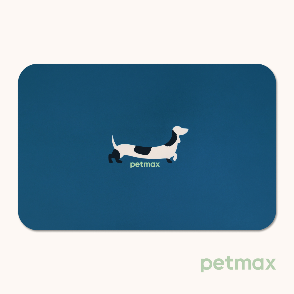 Petmax Коврик под миску для кошек и собак Такса, 43х28 см, синий