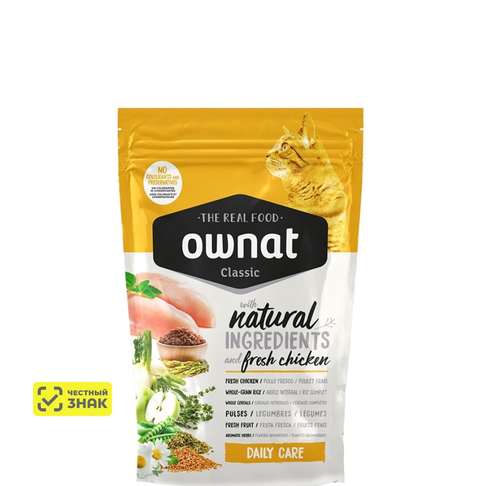 Ownat Classic Daily Care Сухой корм для кошек, с курицей, 400 гр.