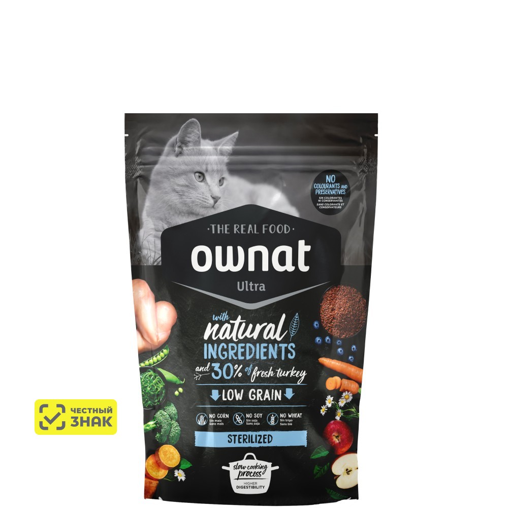 

Ownat Adult Sterilized Ultra Сухой корм для стерилизованных кошек, с индейкой, 400 гр.