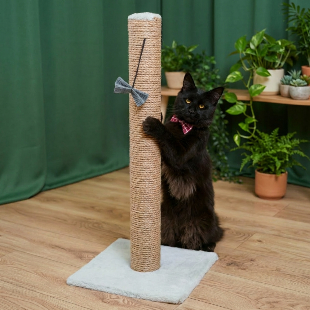 

Домоседы Когтеточка-столбик (35х35х76 см) из джута для кошек, серый