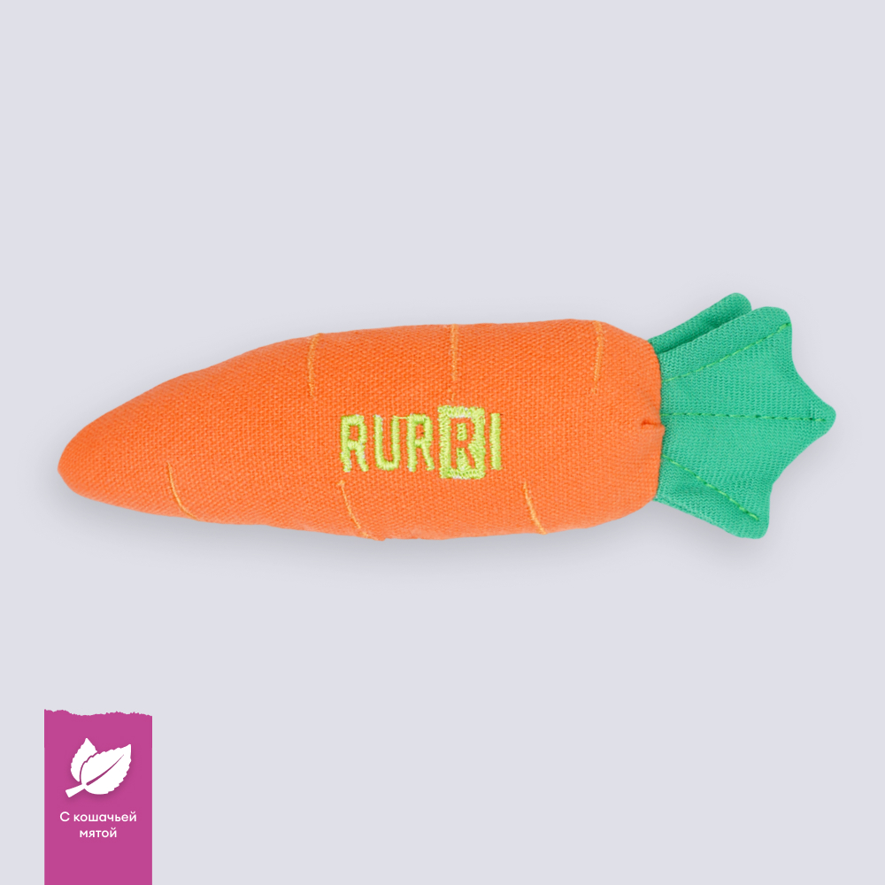 RURRI Игрушка для кошек Морковка, 16x4x3,5 см, цвет в ассортименте