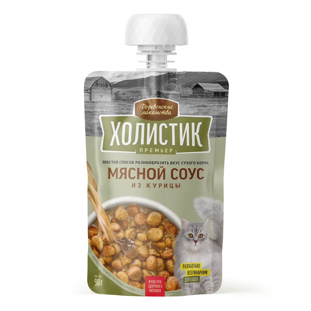 Деревенские лакомства Лакомство Мясной соус для кошек, с курицей, 90 гр