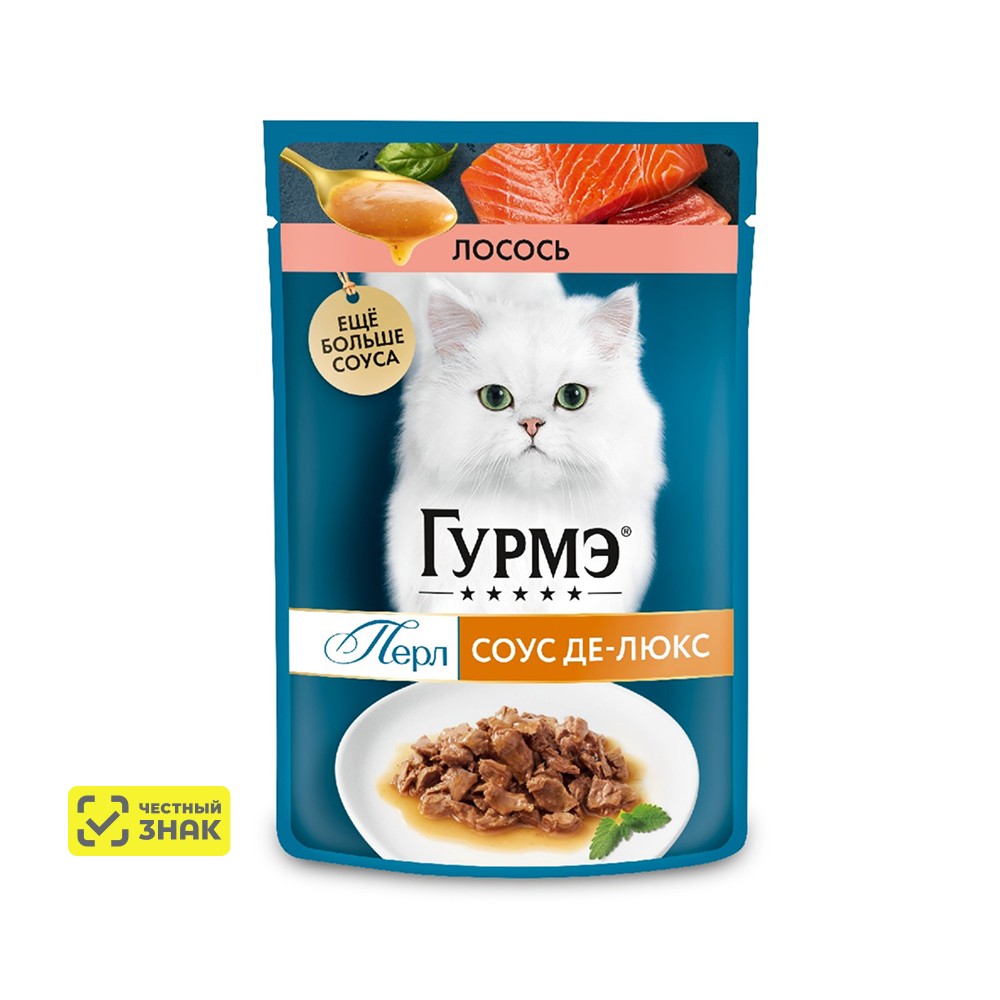 

ГУРМЭ® Влажный корм (пауч) для взрослых кошек Перл Соус Де-люкс, с лососем в соусе, 75 гр.