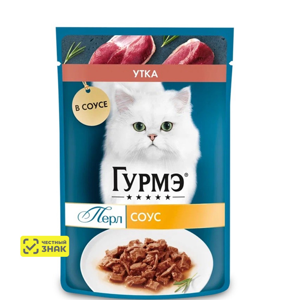 

ГУРМЭ® Влажный корм (пауч) для взрослых кошек Перл Нежное филе, с уткой в соусе, 75 гр.