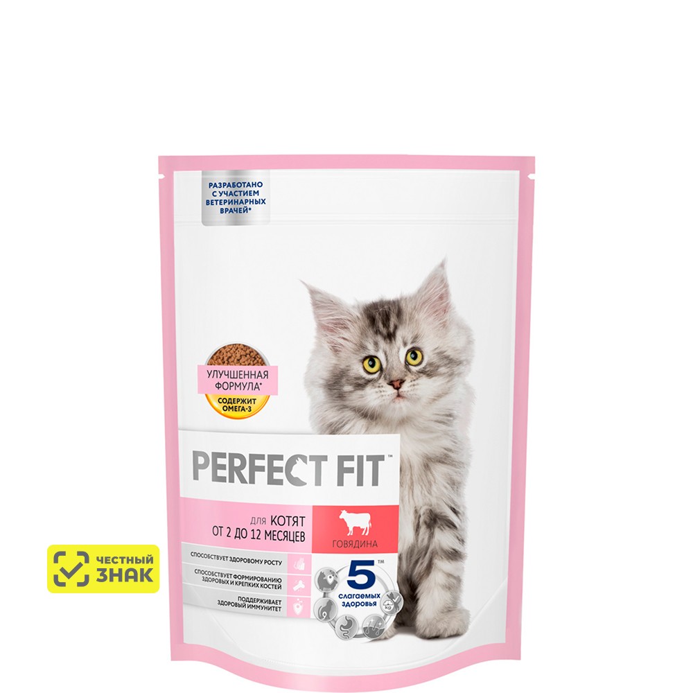 

Perfect Fit Сухой корм для котят, с говядиной, 650 гр.