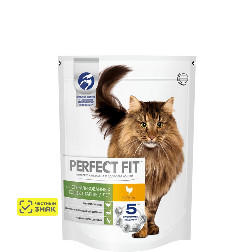 

Perfect Fit Сухой корм для стерилизованных кошек старше 7 лет, с курицей, 650 гр.