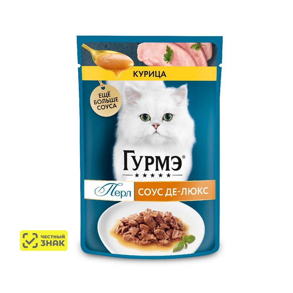

ГУРМЭ® Влажный корм (пауч) для взрослых кошек Перл Соус Де-люкс, с курицей в соусе, 75 гр.