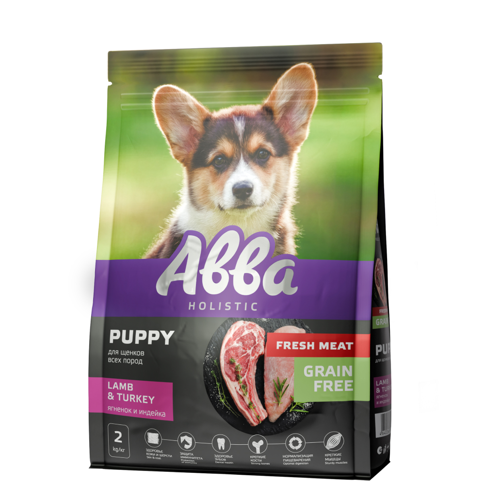 

Holistic Fresh Meat Сухой корм беззерновой для щенков всех пород, с ягненком и индейкой, 2 кг