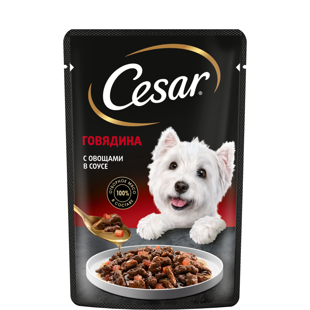 

Cesar Влажный корм (пауч) для собак, говядина с овощами, 85 гр.