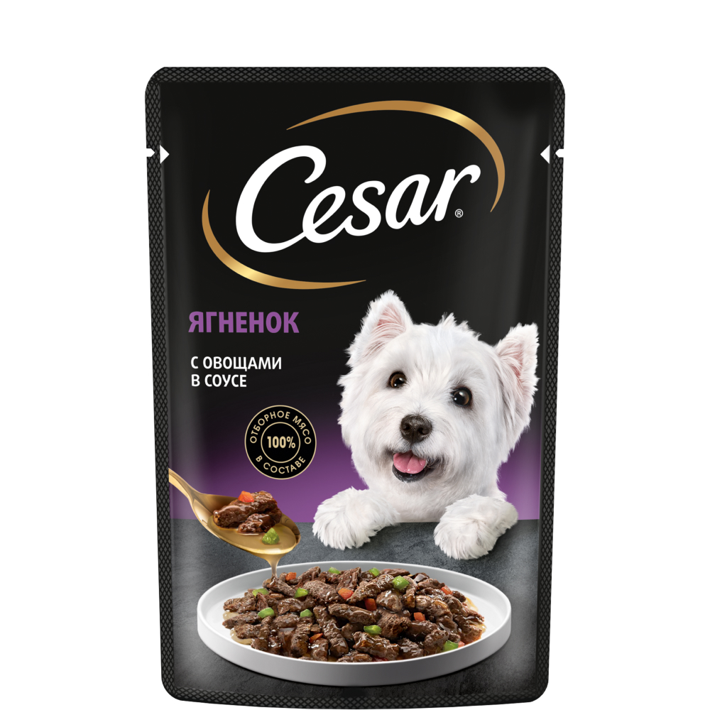 

Cesar Влажный корм (пауч) для собак, ягненок с овощами, 85 гр.