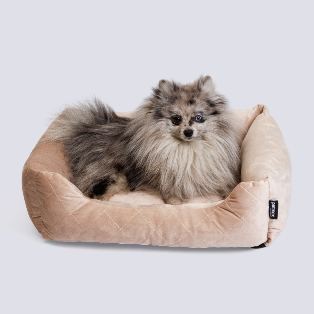 

Petmax Лежак для кошек и собак мелких пород Комфорт, 60х50х18 см, бежевый