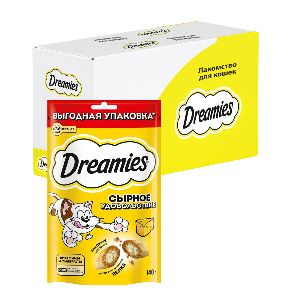 

Dreamies Лакомство Подушечки с сыром для кошек, 140 гр.