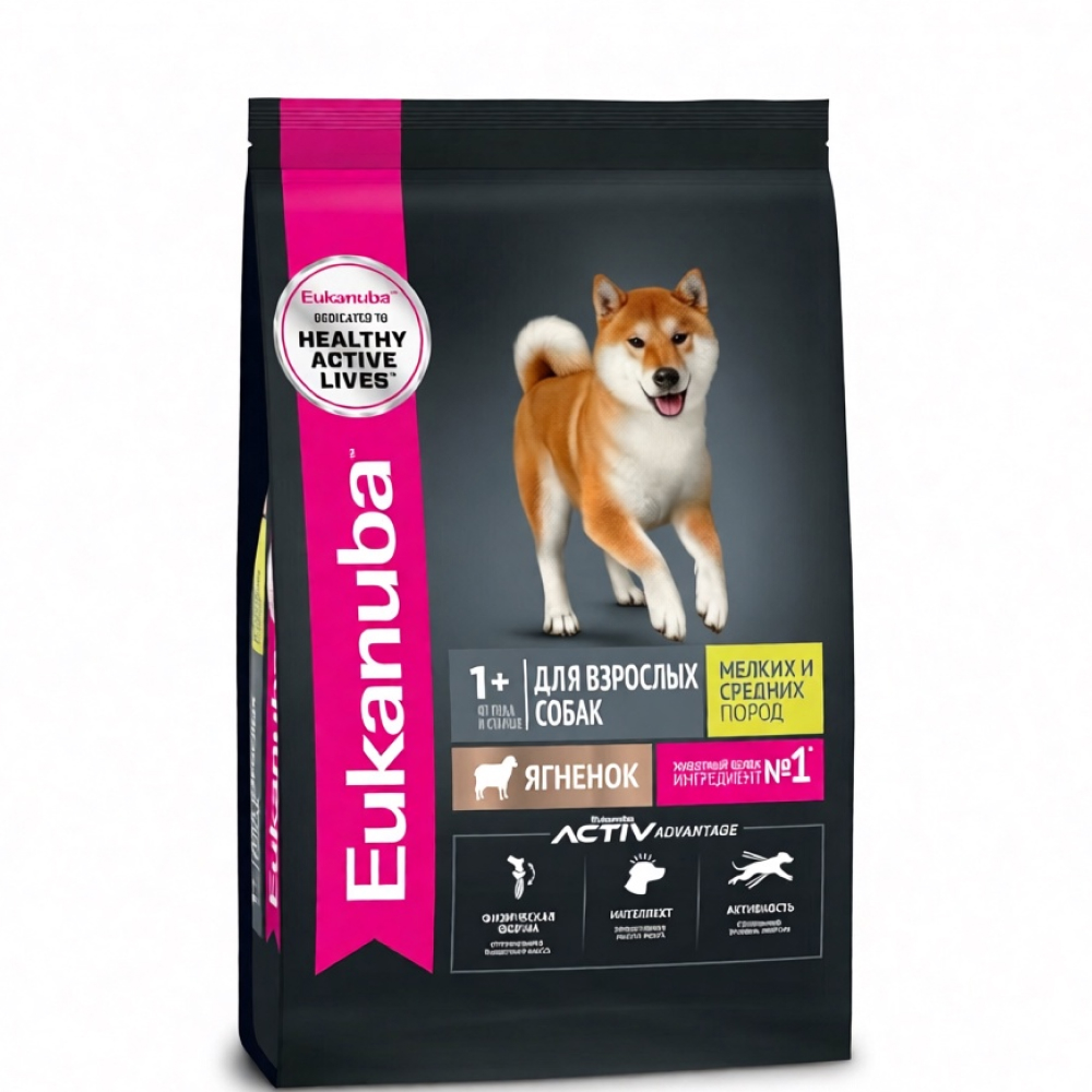 

Eukanuba Сухой корм для взрослых собак мелких и средних пород, с ягненком, 800 гр.