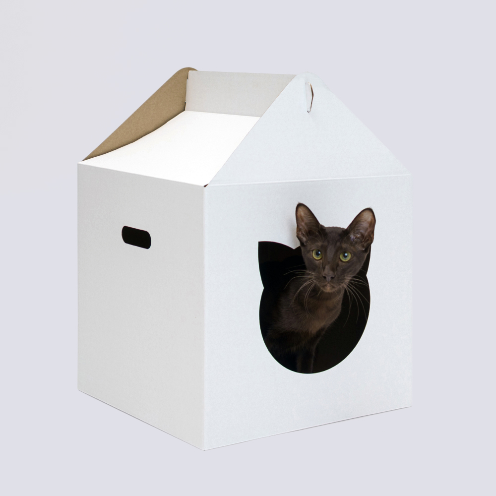 Pet hobby Домик из картона для кошек мелких пород, 34,5х34,5х48,5 см, белый