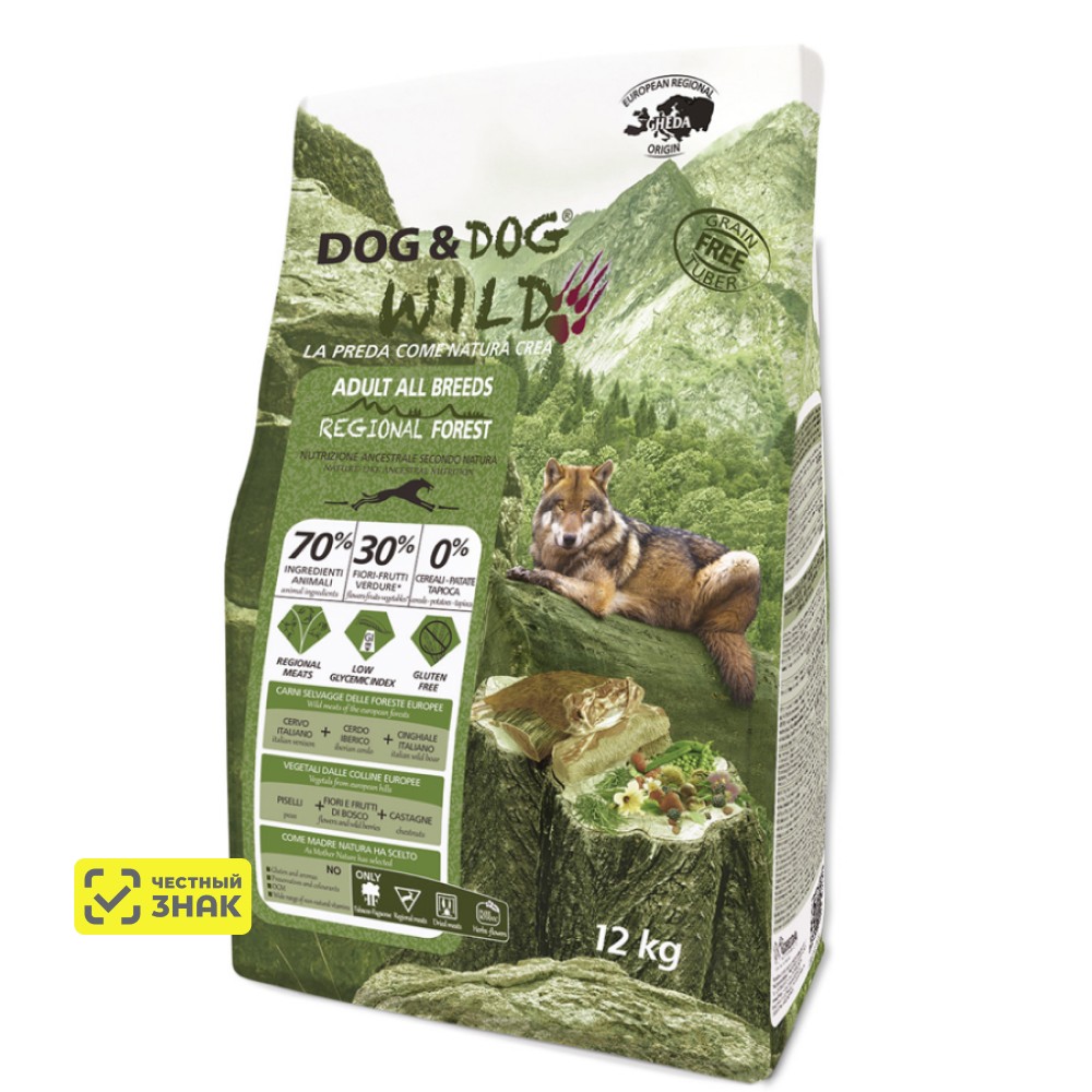 Dog & Dog Wild Regional Forest Сухой корм для собак, с кабаном, 12 кг