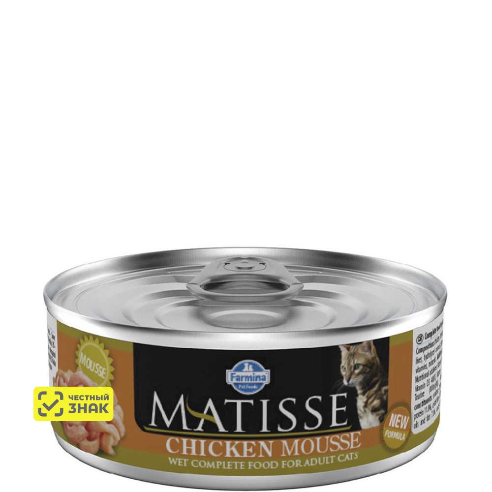 

Farmina Matisse Влажный корм (консервы) для кошек, мусс с курицей, 85 гр.