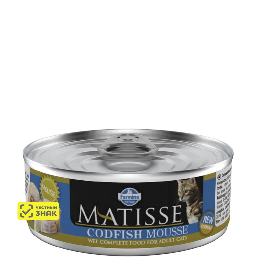 

Farmina Matisse Влажный корм (консервы) для кошек, мусс с треской, 85 гр.