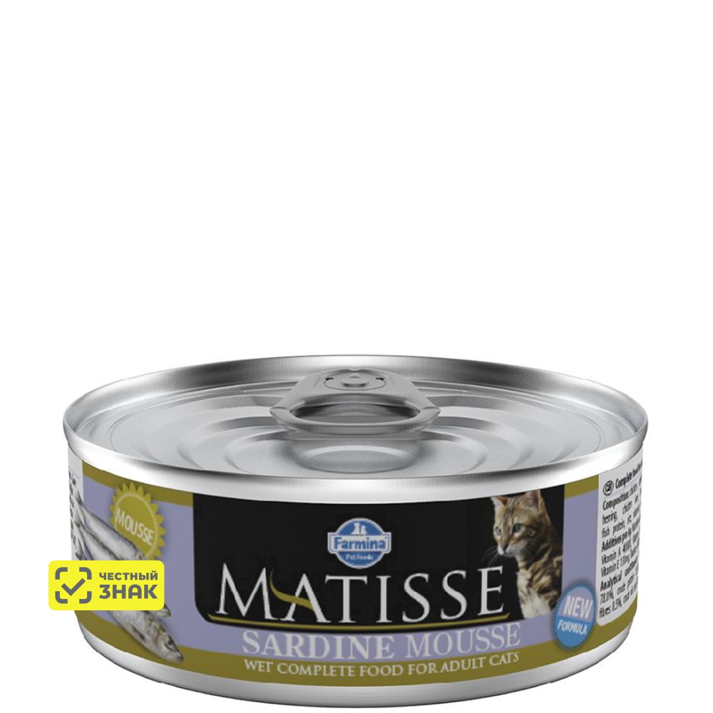 

Farmina Matisse Влажный корм (консервы) для кошек, мусс с сардинами, 85 гр.