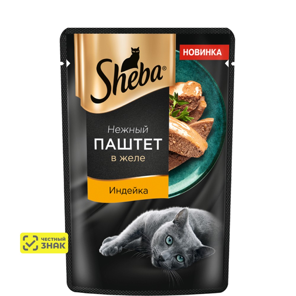 

Sheba Влажный корм (пауч) для кошек, с паштетом из индейки в желе, 75 гр.