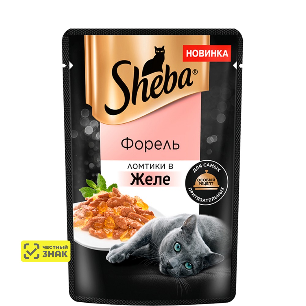 

Sheba Влажный корм (пауч) для кошек, с ломтиками форели в желе, 75 гр.