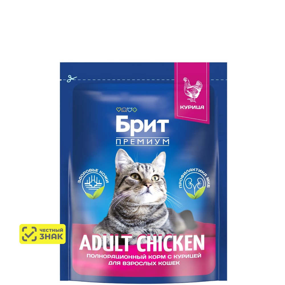 Брит Премиум Adult Chicken Сухой корм для взрослых кошек, с курицей, 400 гр.