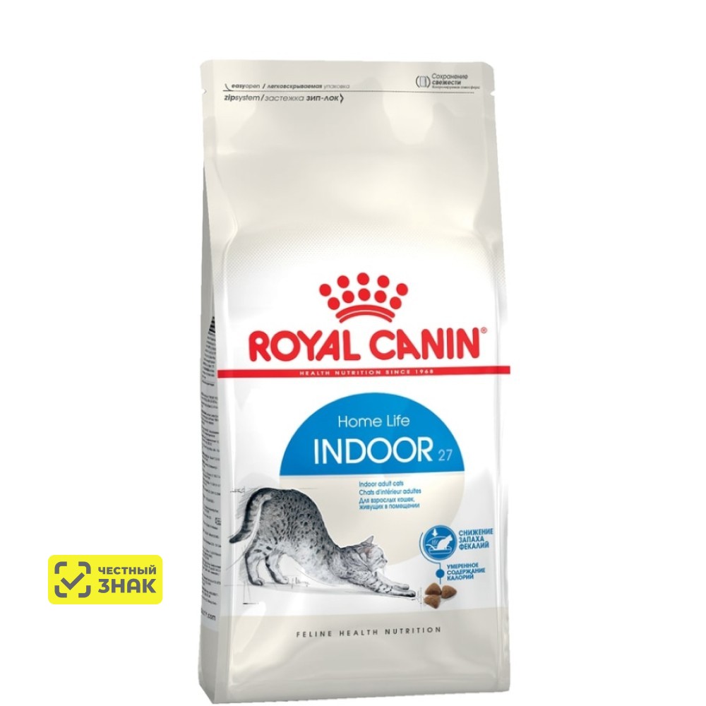 Royal Canin Indoor 27 Home Life Сухой корм для домашних кошек в возрасте от 1 до 7 лет, 2 кг