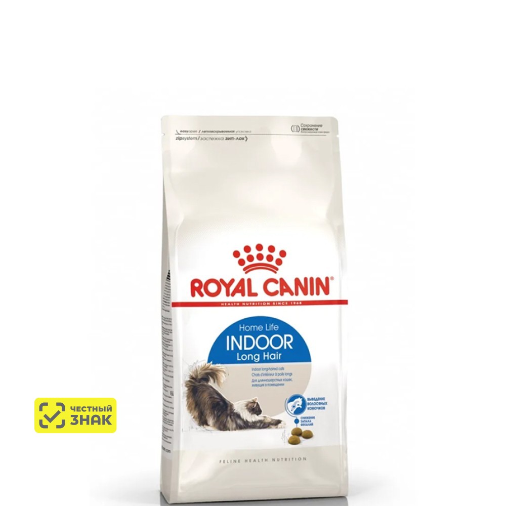 Royal Canin Indoor Long Hair Home Life Сухой корм для длинношерстных кошек в возрасте от 1 до 7 лет, 400 гр.
