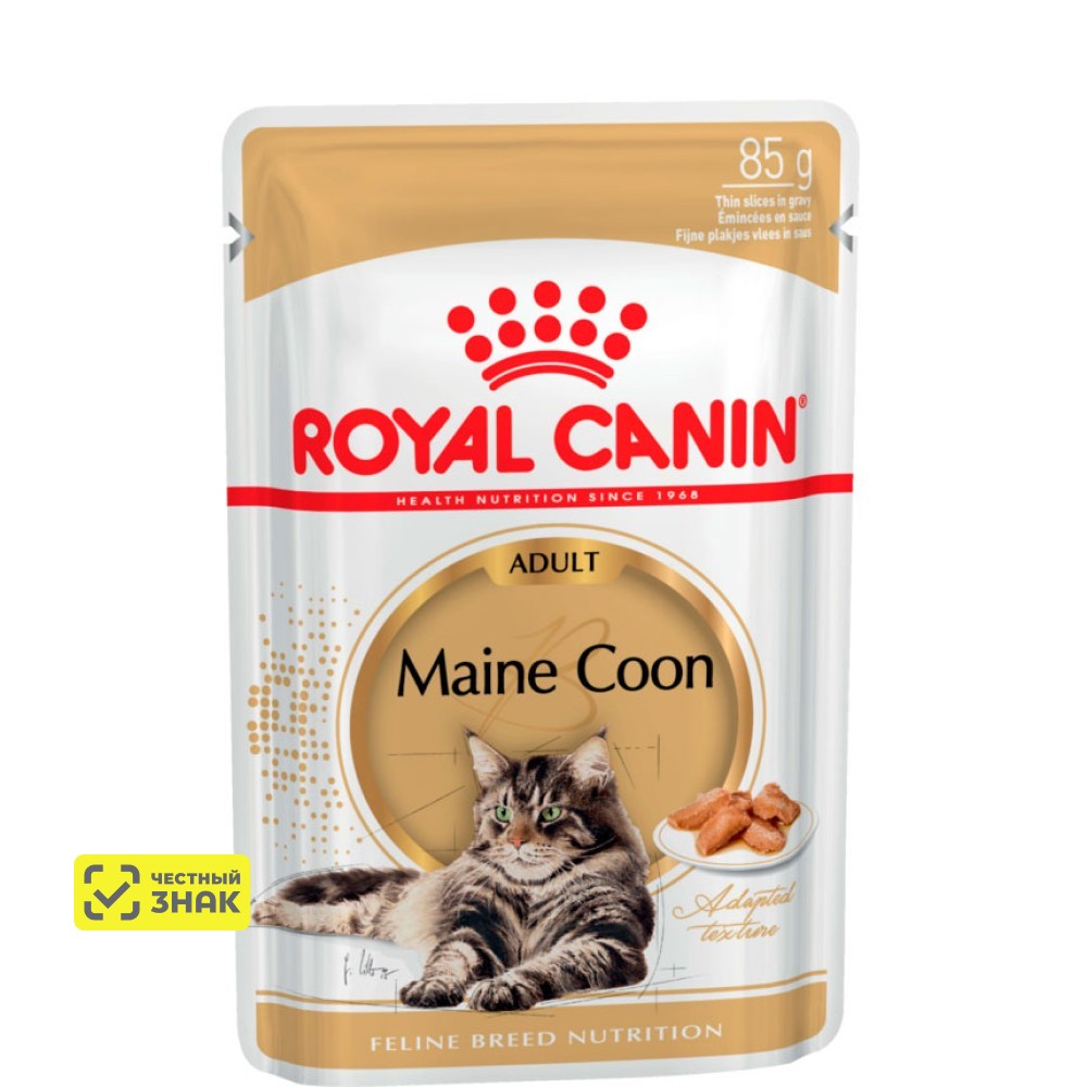 

Royal Canin Maine Coon Adult Влажный корм (пауч) для кошек породы мейн-кун старше 15 месяцев, 85 гр.