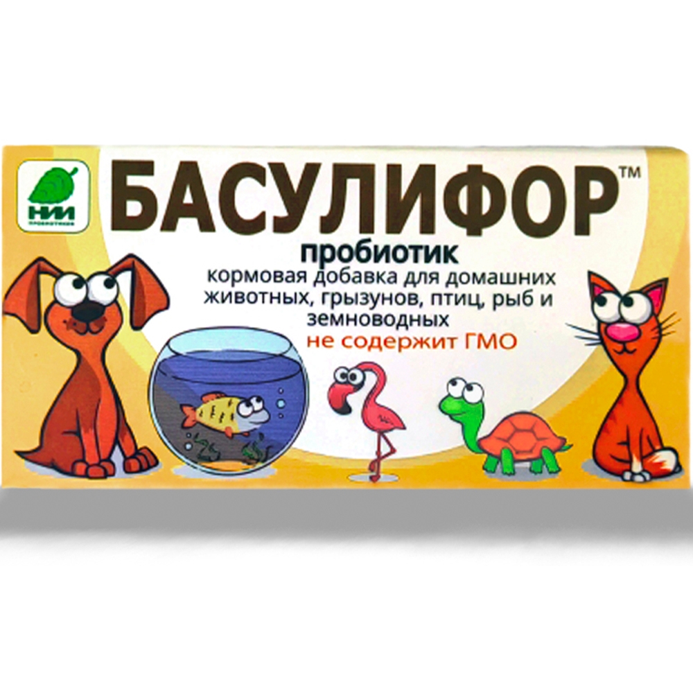 

НИИ Пробиотиков Басулифор-Ж Кормовая добавка пробиотик для кошек, собак, грызунов, птиц и рептилий, 1 мл, 10 ампул