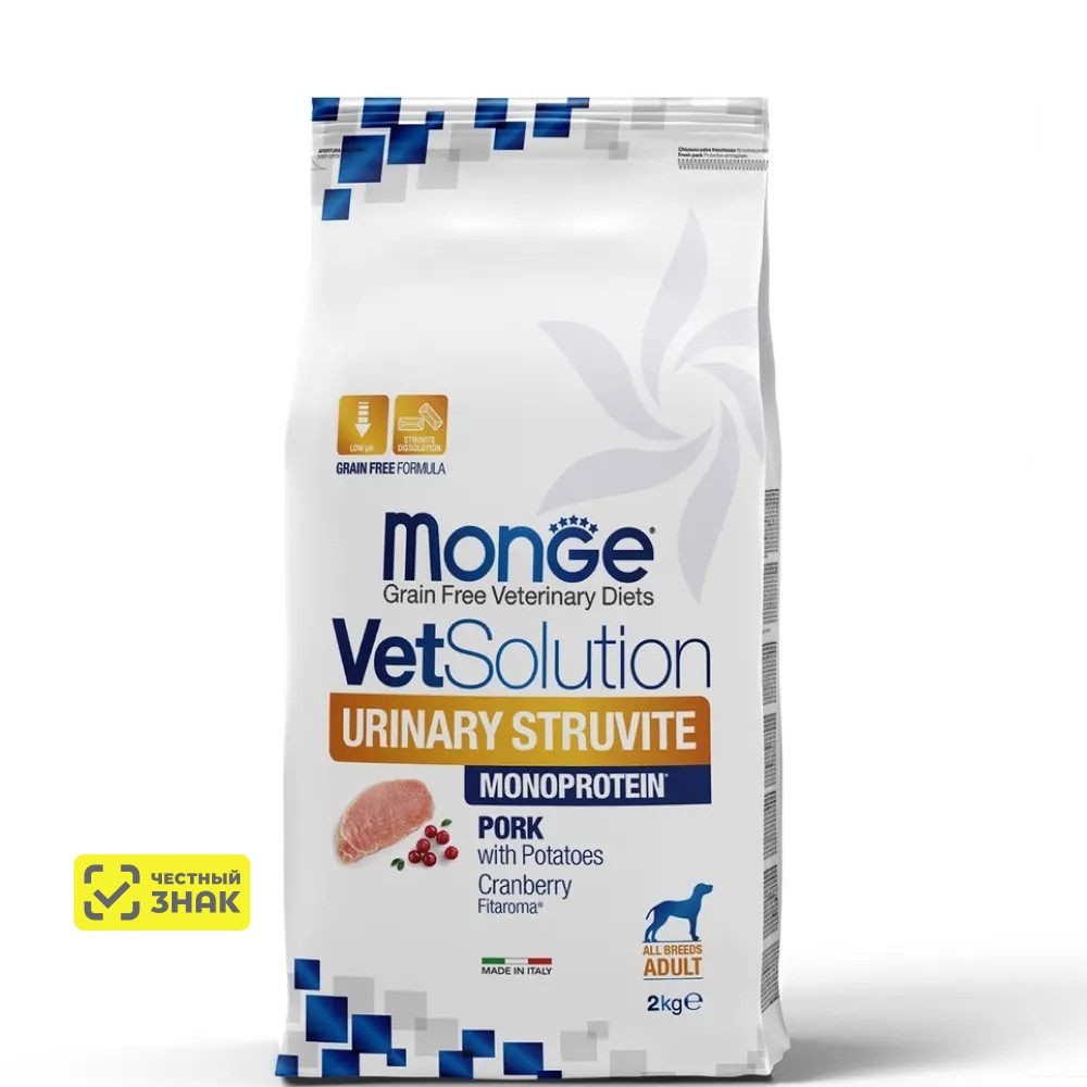 Monge VetSolution Urinary Struvite Сухой корм для собак при заболеваниях мочевыводящих путей и МКБ струвитного типа, со свининой