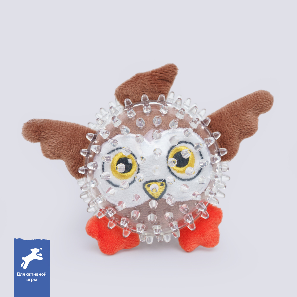 RURRI Игрушка для собак средних и крупных пород Мячик Сова, 14х10х9 см, цвет в ассортименте