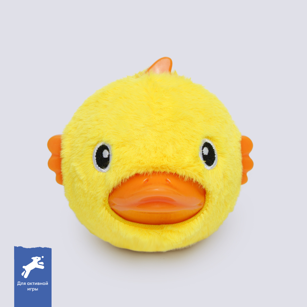 RURRI Игрушка для собак средних и крупных пород Мячик Утенок, 9,1х10х9,8 см, цвет в ассортименте