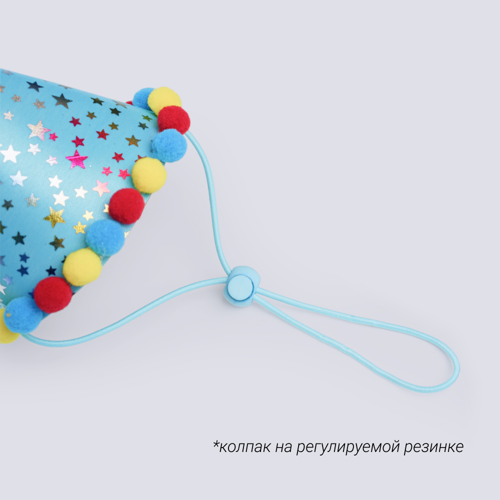 

RURRI Набор для кошек и собак День Рождения, колпак 9,5х9,5х15 см, платок 65х31,5 см, голубой