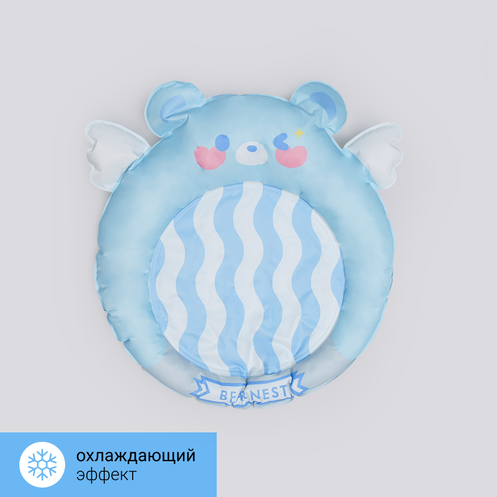 RURRI Мат охлаждающий для кошек и собак мелких и средних пород Медвежонок, 65х60 см, голубой