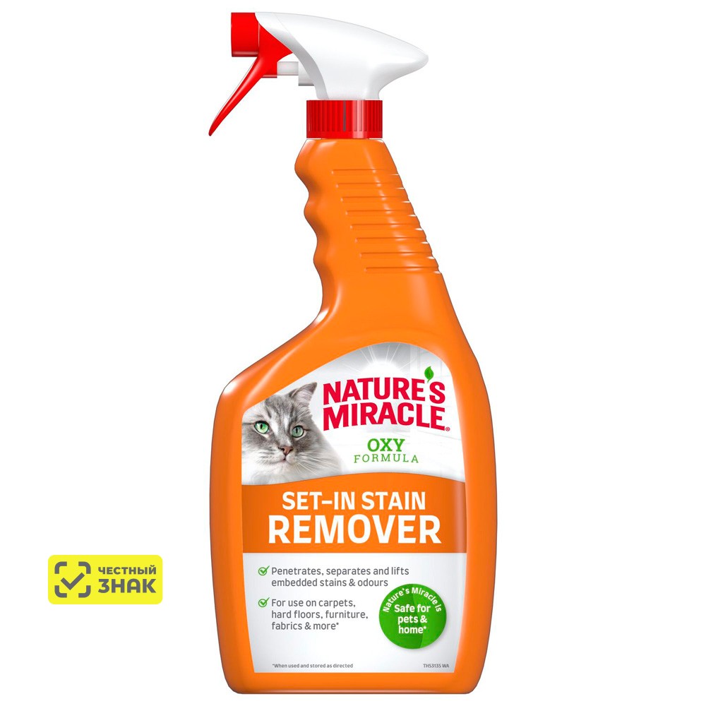 

Nature's Miracle Set-in Stain Remover Спрей уничтожитель пятен и запахов кошек, 709 мл