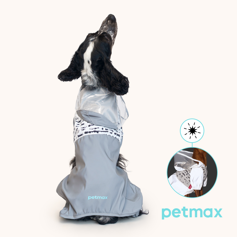Petmax Дождевик с капюшоном для собак, 2XL, серый