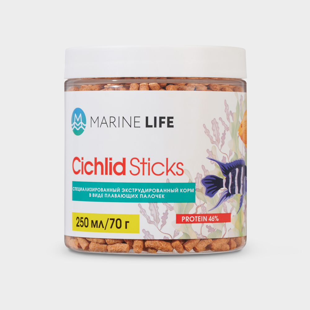 Marine life Cichlid Sticks Корм для рыб в виде плавающих палочек, 70 гр