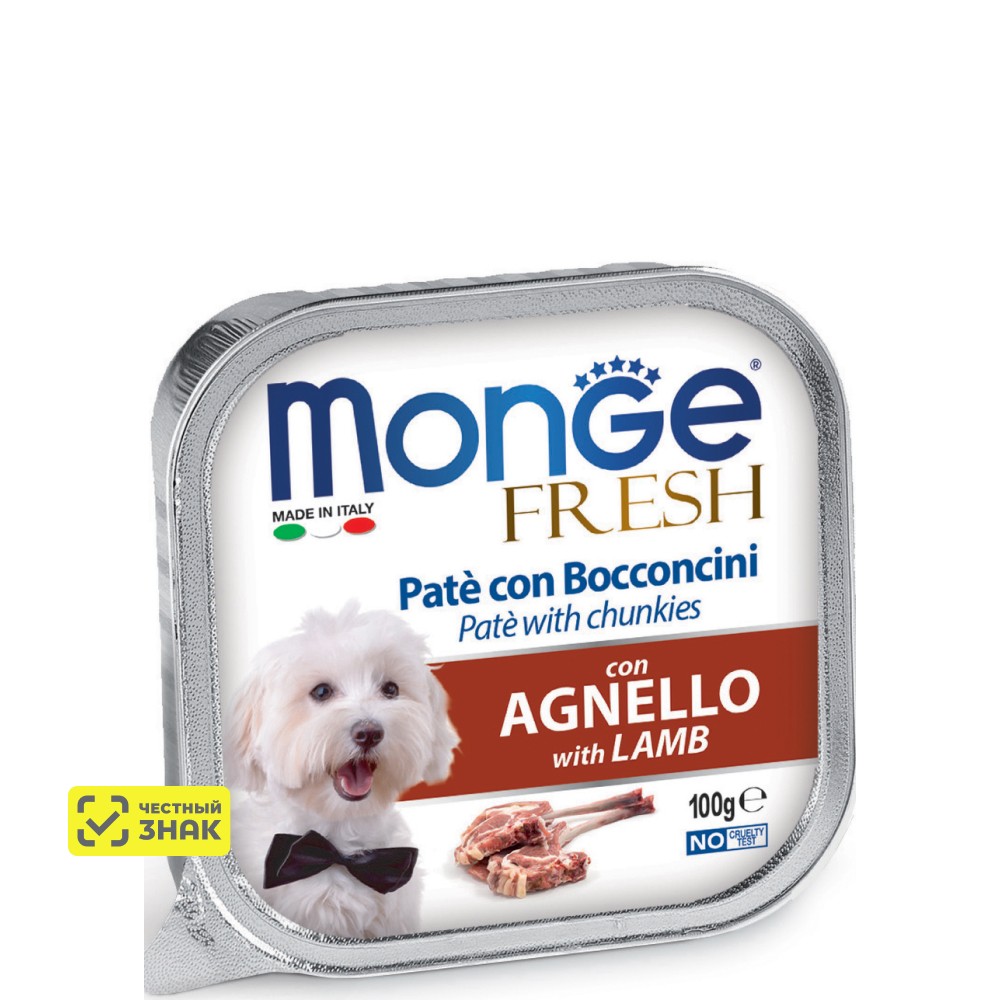 Monge Fresh Влажный корм (ламистер) для собак, паштет из ягненка, 100 гр.