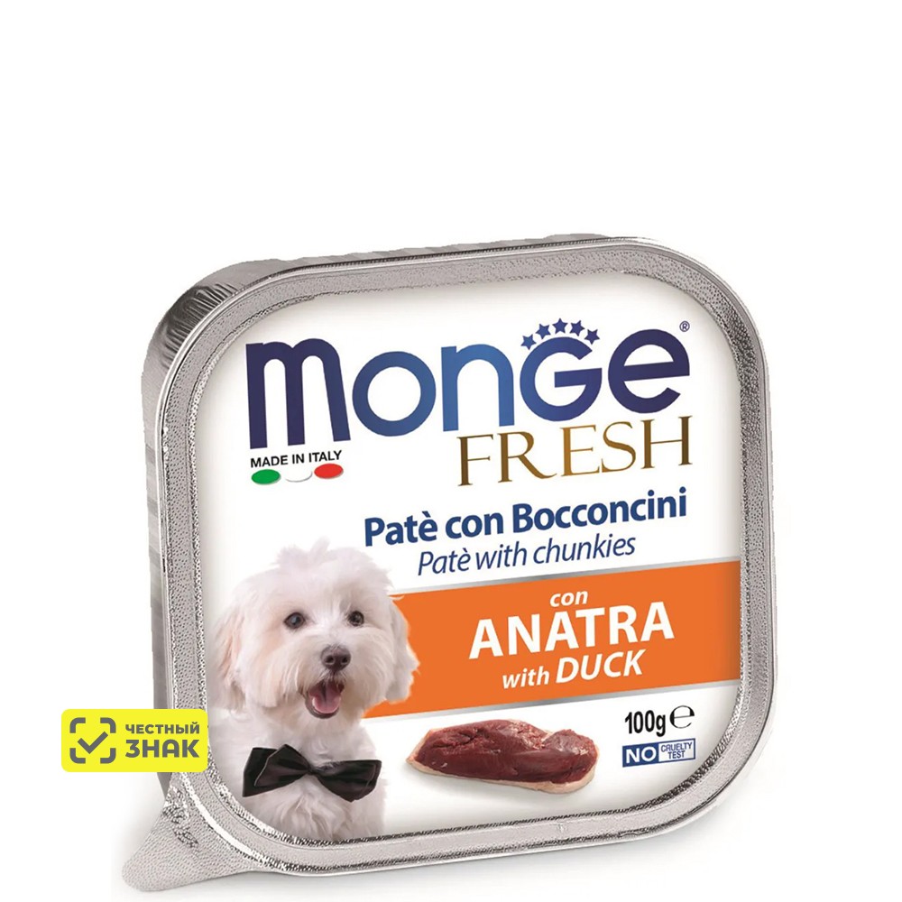 

Monge Fresh Влажный корм (консервы) для собак, нежный паштет из утки, 100 гр.