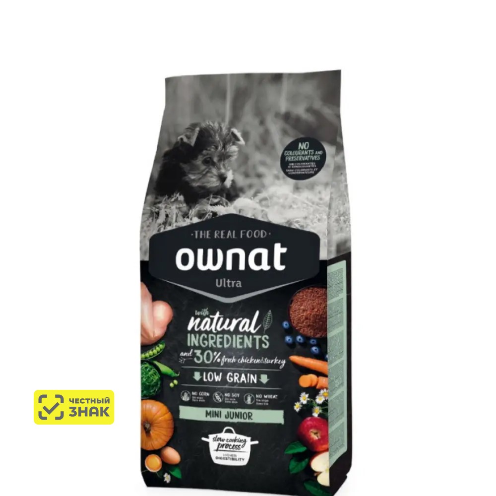 Ownat Mini Junior Ultra Сухой корм для щенков мелких пород, с курицей и индейкой, 1 кг