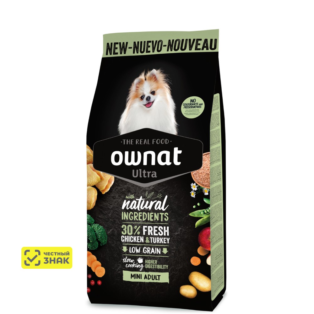 

Ownat Mini Adult Ultra Сухой корм для взрослых собак мелких пород, с курицей и индейкой, 3 кг