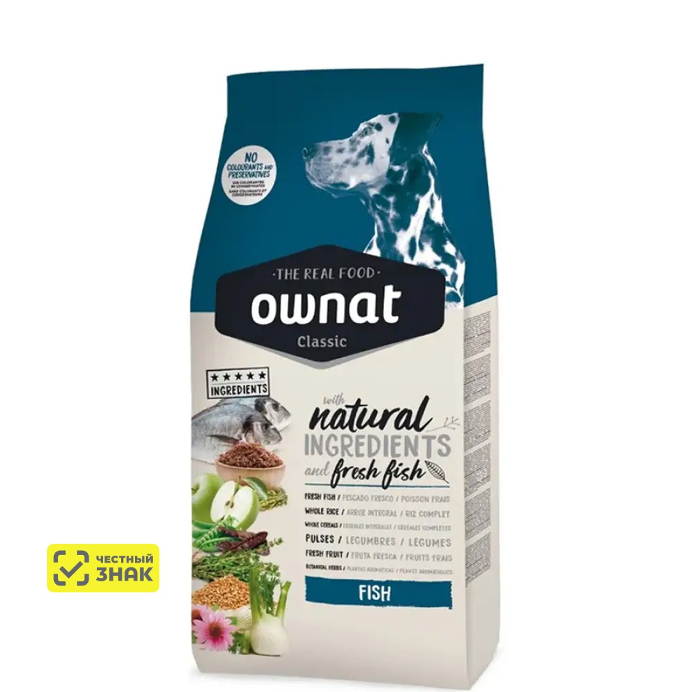 Ownat Adult Classic Сухой корм для собак, с рыбой, 4 кг