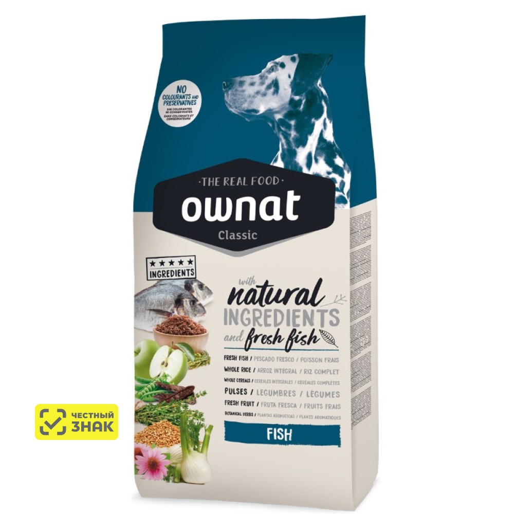 Ownat Adult Classic Сухой корм для собак, с рыбой, 12 кг